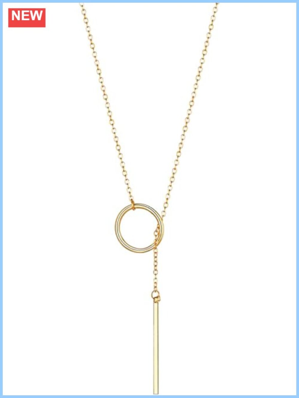 14K Gold Plated Lariat Y-Necklace Drop Bar Pendant Long Necklace